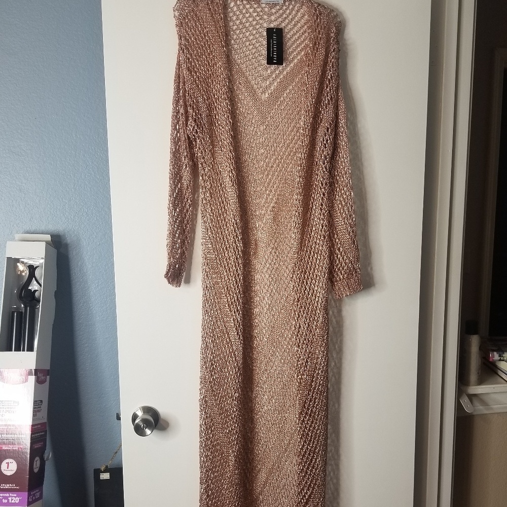 Fashionova Rose Gold floor length cardigan